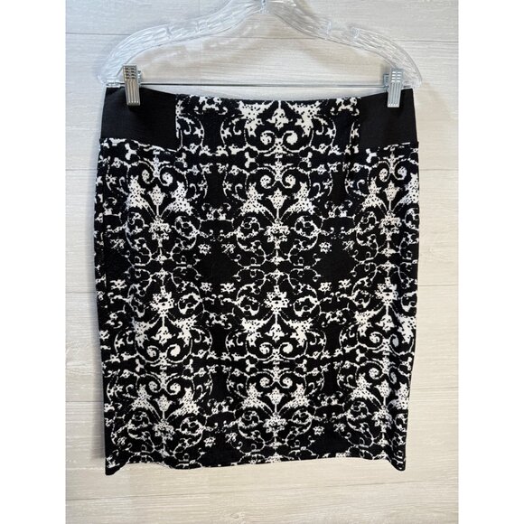 Roz &‎ Ali Womens Petite Pencil Skirt Size L Black & White Floral Damask Pattern - Picture 6 of 10